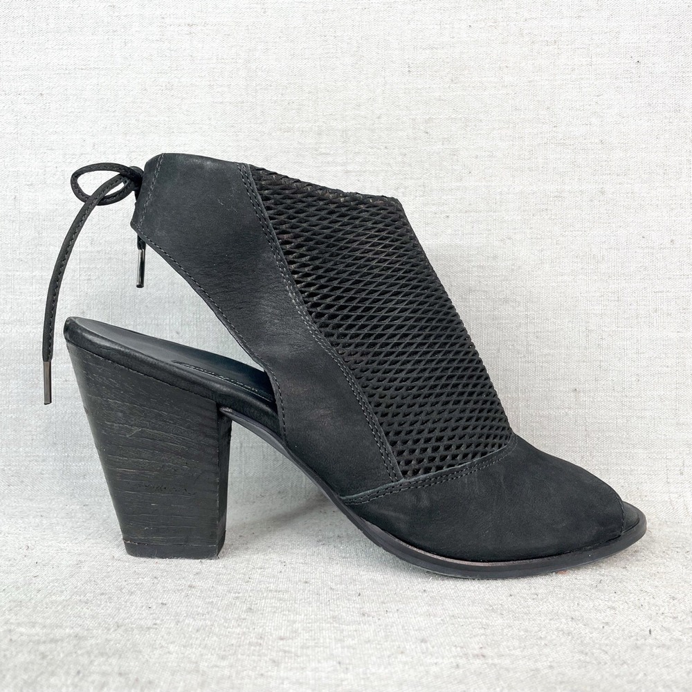 Paul Green Shoes Womens 5.5‎ 8 Lexi Sandals Black Nubuck Peep Toe Bootie Heel